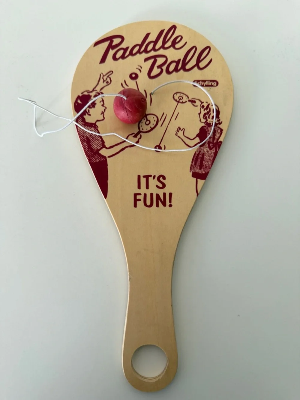 Vintage Paddle Ball Wooden Toy Schylling Classic Ball String Game - Picture 1 of 2